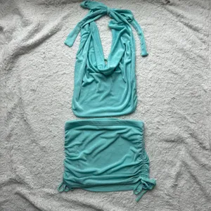 Edikted Turquoise Blue Cowl Neck Skirt Set Size Small thumbnail 5