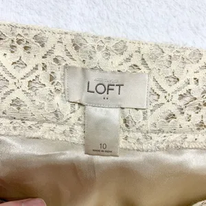LOFT Floral Lace Mini Skirt Womens Size 10 Cream Ivory Boho Cotton‎ Blend A-Line thumbnail 4