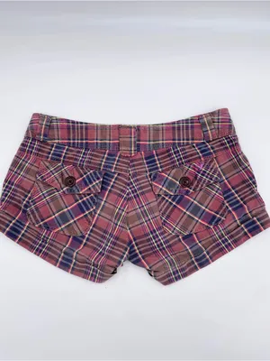 Vintage Y2K American Eagle Low Rise Plaid Shorts Size 4 Cotton Preppy Micro Mini thumbnail 6