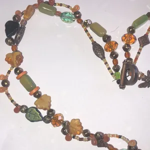 Glass Beaded Leaves AB Faceted Beads Multicolor Beaded Boho Fall Necklace thumbnail 6