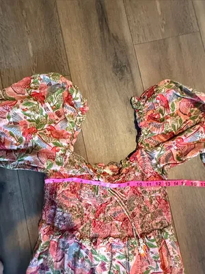 FARM Rio Macaw Smocked Midi Dress- size Large thumbnail 5