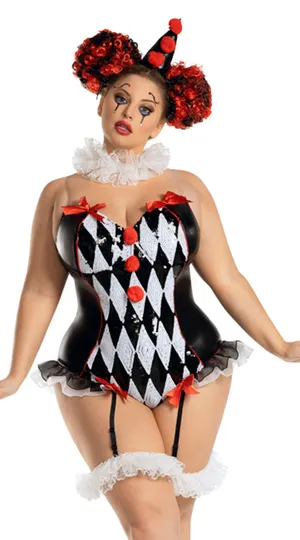 NEW Party King Dark Harlequin Sexy Clown Costume Size 2X thumbnail 1