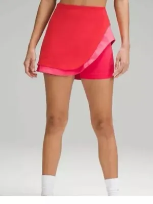 lululemon Tennis Skirt Size 2 Red Pink Asymmetrical Layered High Rise Skirt NWT thumbnail 12