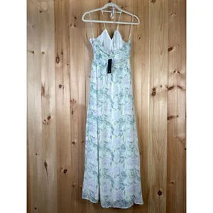 Lulus NWT Effortlessly Abloom Green Multi Floral Ruched Halter Maxi Dress Sz M thumbnail 5