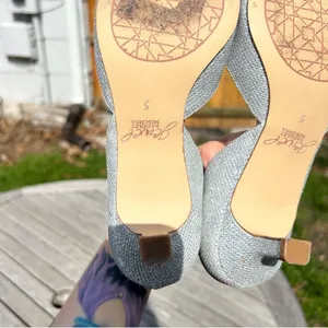 Jewel Badgley Mischka Dotty Glitter D'orsay Kitten‎ Heel size 5 Silver winter thumbnail 11