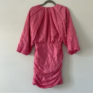 Veronica Beard Gracelynn Long Sleeve Cotton Silk Mini Dress Pink Sherbet 2 thumbnail 3