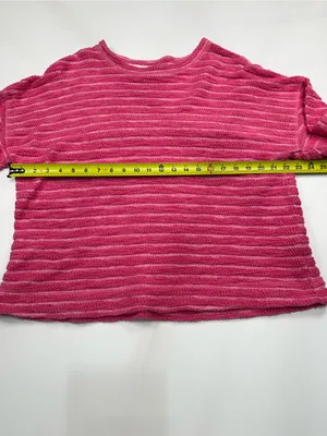 Escape 100% Cotton Fuchsia Textured Knit Pullover White Size M thumbnail 4