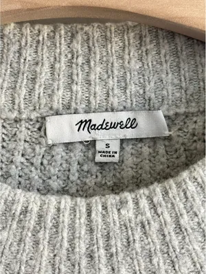 Madewell Merino Wool Bell Sleeve Rib Knit Sweater Gray Size Small thumbnail 4