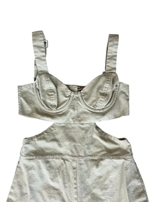 Majorelle Revolve Ameera Linen Cotton Structured Bodice Jumpsuit Taupe Green thumbnail 3