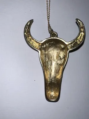 gold bull skull necklace thumbnail 4