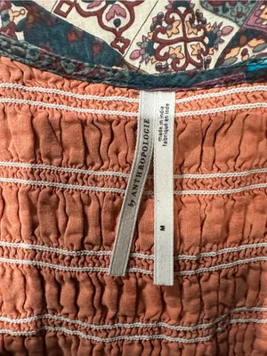 Anthropologie “Peregrine” Patchwork Midi Dress – Smocked Bodice – Size Medium thumbnail 15