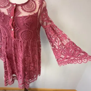 Free People Jens Pirate Booty El Sol Dark Rose Lace Babydoll Mini‎ Dress Size S thumbnail 3