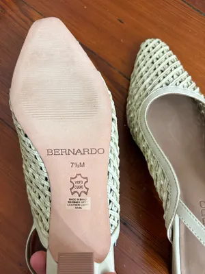 EUC Bernardo Cream Woven Leather Slingback Block Heel Pumps Cream Sz 7.5 ❤️🍄 thumbnail 9