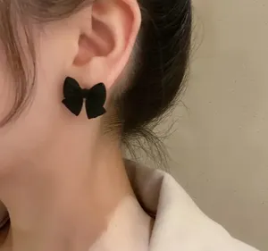 NEW black coquette bow stud earrings, black bow earrings, trendy bow jewelry thumbnail 2