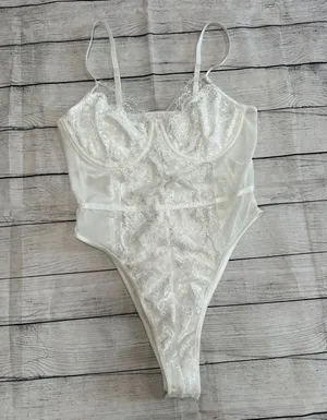 White Lace Bodysuit Size L thumbnail 1