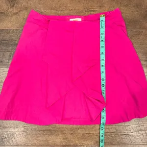 Anthropologie Maeve Ruffle Front Textured Fabric Fuchsia Lined Skirt thumbnail 9