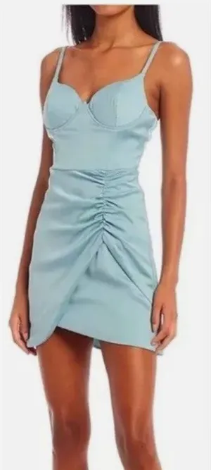 Dear Moon NEW NWT Juniors Light Blue Silk‎ Mini Dress - Size 7 thumbnail 1