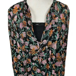 Free People See It Through Maxi Dress in Black Combo Large Floral Prairie Boho thumbnail 6