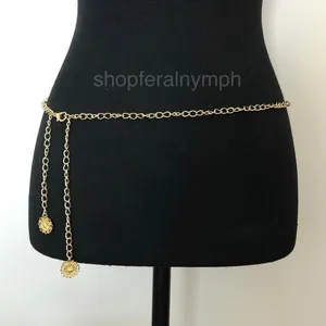 Y2K Rockstar Girlfriend Gold Layered Charm Chain Belt, Up to 37 Inches, X7GA1190 thumbnail 2