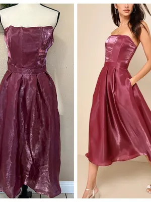 Radiant Direction Mauve Purple Strapless Midi Dress With Pockets thumbnail 2