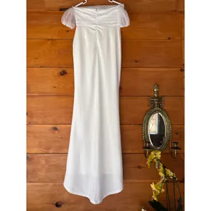 Lulus Profound Glamour Ivory Pearl Off-the-Shoulder Tulip Maxi Dress Bridal Sz M thumbnail 6