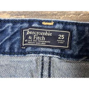 Abercrombie Fitch Denim Mini Skirt Distressed Frayed Raw Hem Blue Size 25 Y2K AF thumbnail 3