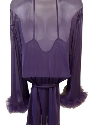 Boutique Lace Patchwork Camisole Nightgown & Bell Sleeve Sheer Robe Set Sz 2X thumbnail 6