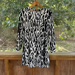 Zara Women's Animal Print Long Sleeve Mini Shirt Dress Size M thumbnail 3