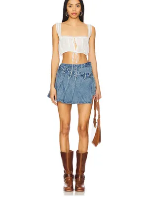 We The Free Stephie Denim Skort in Bella Blue thumbnail 3