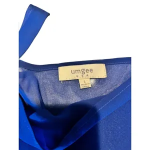 Umgee Women's Blue & Coral Cold Shoulder Top thumbnail 5