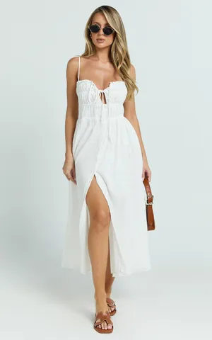 New Showpo Lucienne Midi Dress Ruched Dress Size S MSRP $109 thumbnail 3