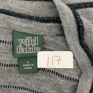 Wild Fable Crop Top Womens Large Gray‎ Metallic Striped Mock Neck Long Sleeve L thumbnail 6