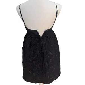 Line & Dot Delilah Mini Dress Black Jacquard Satin Tie XS NWT thumbnail 6