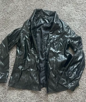 SHEIN Black Faux Leather Blazer Jacket thumbnail 1