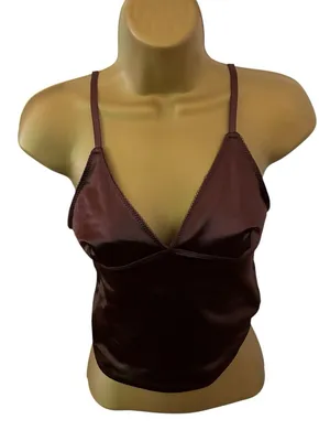 Urban Outfitters Out From Under Satin Cami Adjustable Strap Cropped Brown S thumbnail 1