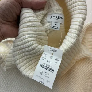 Crew Ivory Cotton Knit Sleeveless Turtleneck Sweater Side Slit Size S thumbnail 5