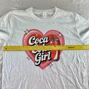 Source Unknown NWOT White Pink Hear "Coca Cola Girl" Graphic Cotton T-Shirt M thumbnail 4