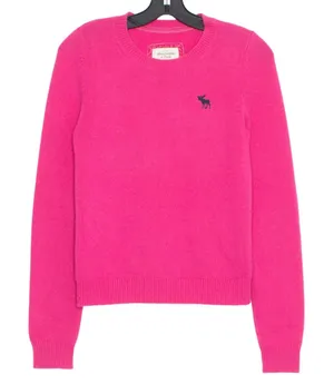 Abercrombie Cashmere Sweater Preppy Y2K Old Money Heritage Minimalist Hot Pink S thumbnail 1
