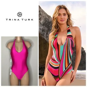 New. Trina Turk plunge reversible swimsuit. 14. Retails $172 thumbnail 2