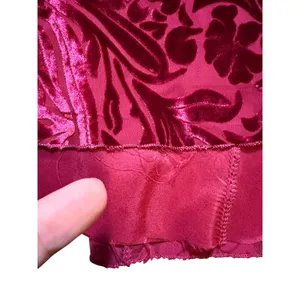 Red Floral Botanical Velvet Burn Out Maxi Skirt thumbnail 3