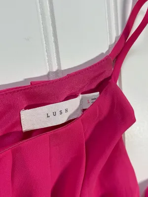 Lush Fuchsia Pink Pleated Halter Swing Dress‎ | Large | Y2K Barbiecore thumbnail 6