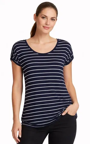Hollister Navy and White Striped Tee thumbnail 1