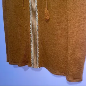 Garnet Hill Embroidered Organic-Linen Split-Neck Tee Size L Casual Boho Peasant thumbnail 5