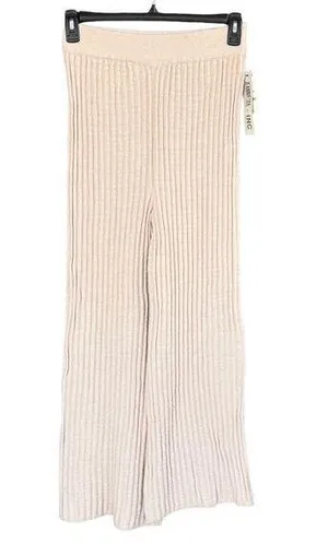 INC Jeannie Mai Medium Flared Sweater Pants Ribbed Stretch Oatmeal Beige New thumbnail 1