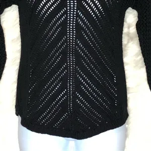 Chelsea & Theodore Navy Crochet Sweater XL Sheer Hi Low Beach Cover Up thumbnail 7