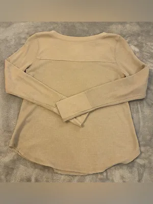Hollister Women's Cream Waffle-Knit Long Sleeve Top Size XSMALL thumbnail 4