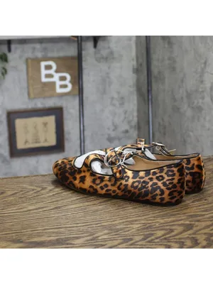NWT A New Day Velvet Flats with Crisscross Buckle Leopard Brown Multi 9.5M thumbnail 3