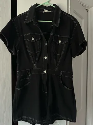 Black Denim Romper thumbnail 1