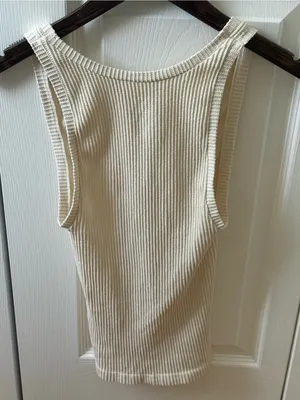 Free People Clean Slate Ivory V-neck Seamless Tank thumbnail 3