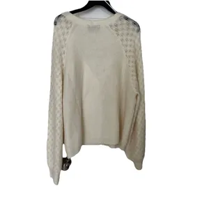 Lane Bryant V Neck Cardigan Pointelle Balloon Sleeve 14/16 1X Cream Twee Coquett thumbnail 7